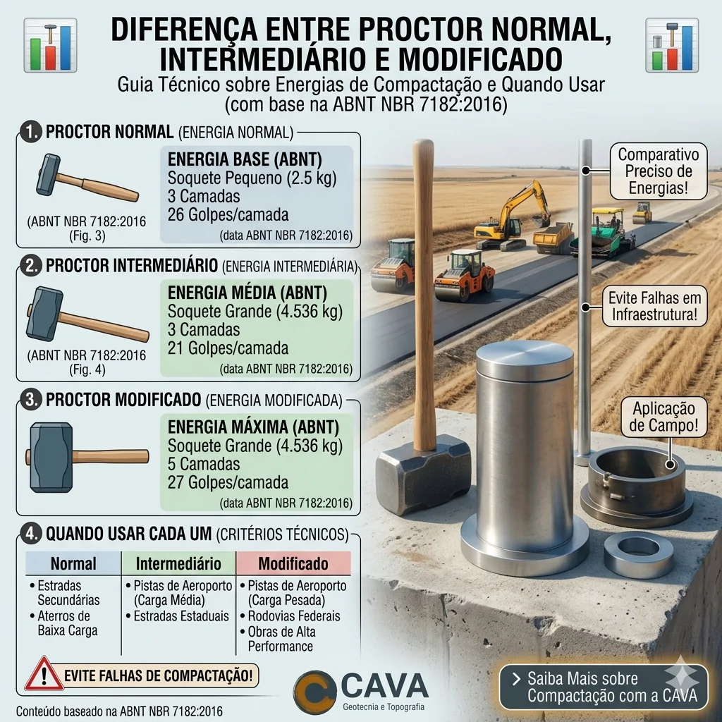 Diferença entre Proctor Normal, Intermediário e Modificado