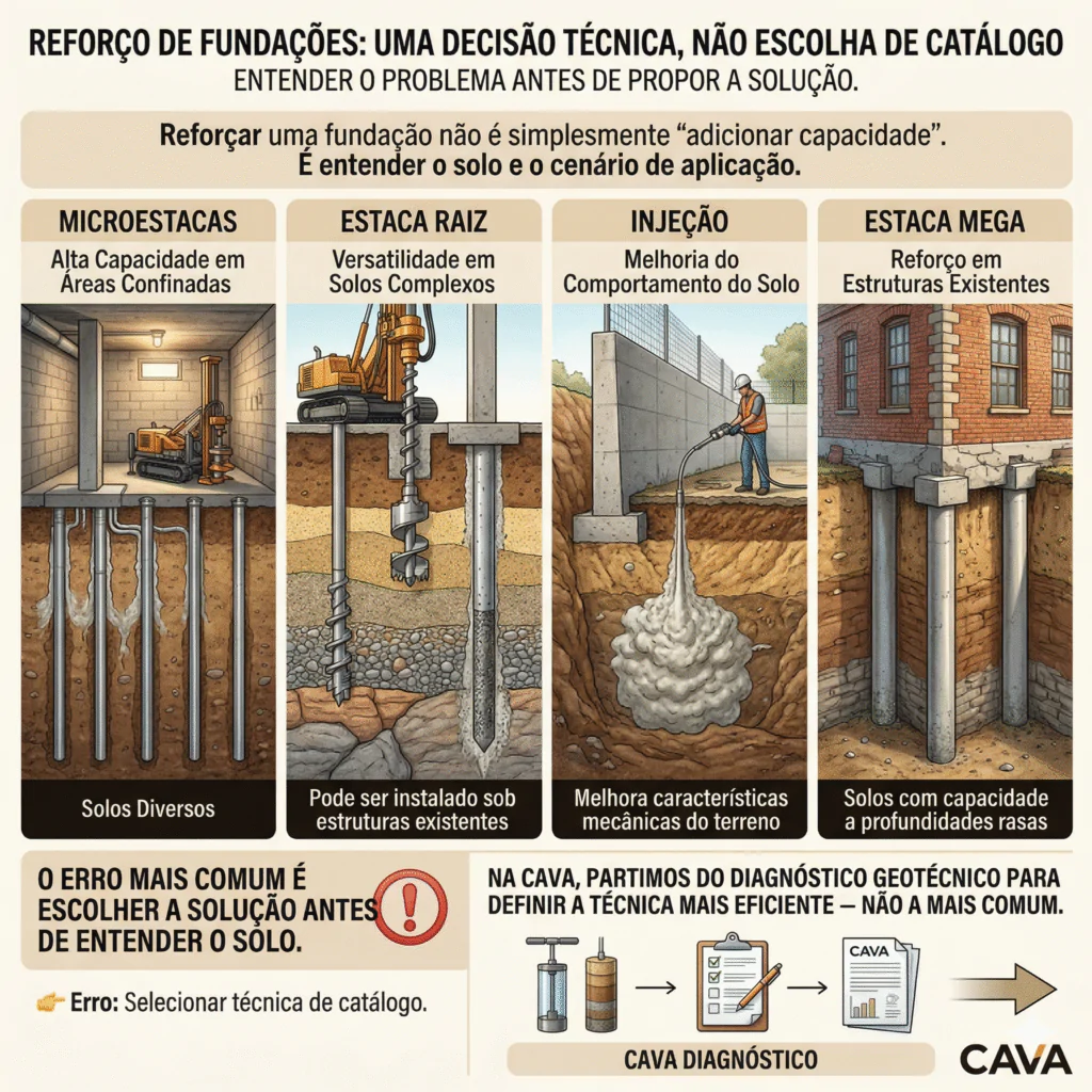 Reforço de fundações: uma decisão técnica, não uma escolha de catálogo