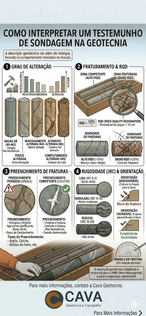 Como interpretar um testemunho de sondagem na geotecnia (guia prático e técnico)